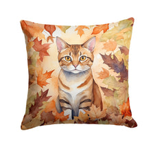 Load image into Gallery viewer, German Rex Cat in Fall Leaves Throw Pillow - 14x14 Decorative Pillow – Art for Your Home &amp; Patio