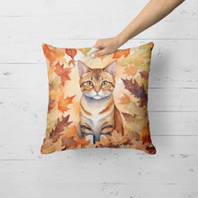 Load image into Gallery viewer, German Rex Cat in Fall Leaves Throw Pillow