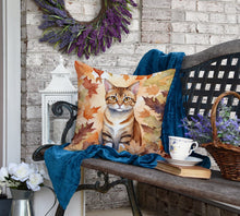 Load image into Gallery viewer, German Rex Cat in Fall Leaves Throw Pillow