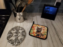 Load image into Gallery viewer, Havana Brown Cat in Fall Leaves Pot Holders - Set of 2 Decorative Kitchen Helpers | Made in the USA