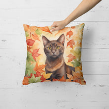 Load image into Gallery viewer, Havana Brown Cat in Fall Leaves Throw Pillow