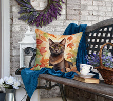 Load image into Gallery viewer, Havana Brown Cat in Fall Leaves Throw Pillow