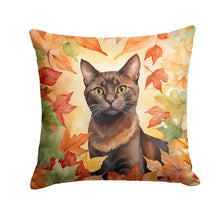Load image into Gallery viewer, Havana Brown Cat in Fall Leaves Throw Pillow