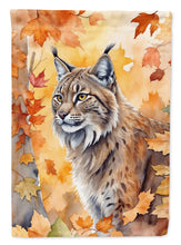 Load image into Gallery viewer, Highlander Lynx Cat in Fall Leaves House Flag
