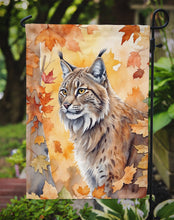 Load image into Gallery viewer, Highlander Lynx Fall Garden Flag - Cat in Fall Leaves - Cat-Themed Seasonal Yard Decor