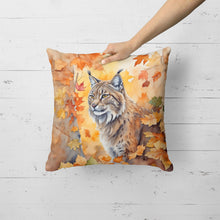 Load image into Gallery viewer, Highlander Lynx Cat in Fall Leaves Throw Pillow