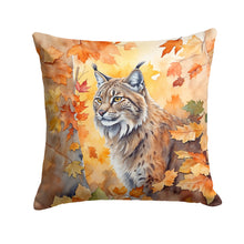 Load image into Gallery viewer, Highlander Lynx Cat in Fall Leaves Throw Pillow
