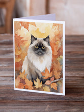 Load image into Gallery viewer, Himalayan Cat in Fall Leaves Greeting Cards - Blank Note Cards – 8-Pack of Artist-Designed Cards with Envelopes