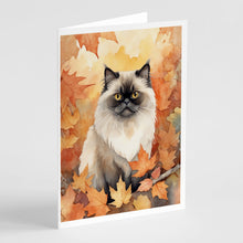 Load image into Gallery viewer, Himalayan Cat in Fall Leaves Greeting Cards - Blank Note Cards – 8-Pack of Artist-Designed Cards with Envelopes