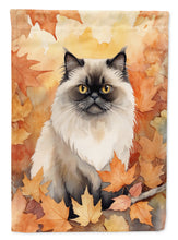 Load image into Gallery viewer, Himalayan Fall Garden Flag - Cat in Fall Leaves - Cat-Themed Seasonal Yard Decor