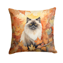 Load image into Gallery viewer, Himalayan Cat in Fall Leaves Throw Pillow - 14x14 Decorative Pillow – Art for Your Home &amp; Patio