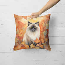 Load image into Gallery viewer, Himalayan Cat in Fall Leaves Throw Pillow