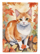 Load image into Gallery viewer, Japanese Bobtail Cat in Fall Leaves House Flag
