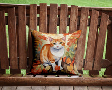 Load image into Gallery viewer, Japanese Bobtail Cat in Fall Leaves Throw Pillow - 14x14 Decorative Pillow – Art for Your Home &amp; Patio