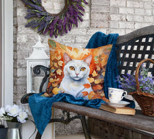 Load image into Gallery viewer, Khao Manee Cat in Fall Leaves Throw Pillow