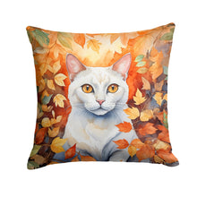 Load image into Gallery viewer, Khao Manee Cat in Fall Leaves Throw Pillow