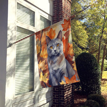 Load image into Gallery viewer, Korat Cat in Fall Leaves House Flag