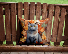 Load image into Gallery viewer, Korat Cat in Fall Leaves Throw Pillow - 14x14 Decorative Pillow – Art for Your Home &amp; Patio