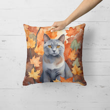 Load image into Gallery viewer, Korat Cat in Fall Leaves Throw Pillow