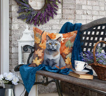 Load image into Gallery viewer, Korat Cat in Fall Leaves Throw Pillow
