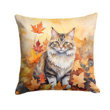 Load image into Gallery viewer, Kurilian Bobtail Cat in Fall Leaves Throw Pillow