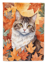 Load image into Gallery viewer, La Perm Fall Garden Flag - Cat in Fall Leaves - Cat-Themed Seasonal Yard Decor