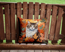 Load image into Gallery viewer, La Perm Cat in Fall Leaves Throw Pillow - 14x14 Decorative Pillow – Art for Your Home &amp; Patio