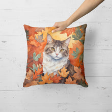 Load image into Gallery viewer, La Perm Cat in Fall Leaves Throw Pillow