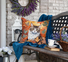 Load image into Gallery viewer, La Perm Cat in Fall Leaves Throw Pillow