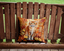 Load image into Gallery viewer, La Perm Cat in Fall Leaves Throw Pillow - 14x14 Decorative Pillow – Art for Your Home &amp; Patio