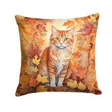Load image into Gallery viewer, La Perm Cat in Fall Leaves Throw Pillow