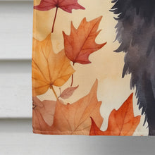 Load image into Gallery viewer, Lykoi Cat in Fall Leaves House Flag