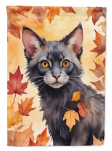 Load image into Gallery viewer, Lykoi Cat in Fall Leaves House Flag