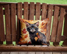 Load image into Gallery viewer, Lykoi Cat in Fall Leaves Throw Pillow - 14x14 Decorative Pillow – Art for Your Home &amp; Patio
