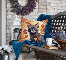 Load image into Gallery viewer, Lykoi Cat in Fall Leaves Throw Pillow