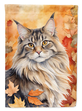 Load image into Gallery viewer, MaineCoon Fall Garden Flag - Cat in Fall Leaves - Cat-Themed Seasonal Yard Decor