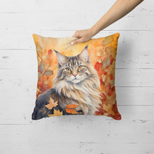 Load image into Gallery viewer, MaineCoon Cat in Fall Leaves Throw Pillow