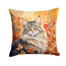 Load image into Gallery viewer, MaineCoon Cat in Fall Leaves Throw Pillow