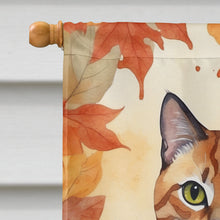 Load image into Gallery viewer, Malayan Cat in Fall Leaves House Flag
