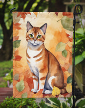 Load image into Gallery viewer, Malayan Fall Garden Flag - Cat in Fall Leaves - Cat-Themed Seasonal Yard Decor