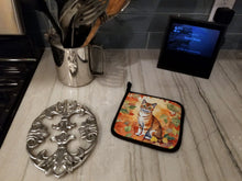 Load image into Gallery viewer, Malayan Cat in Fall Leaves Pot Holders - Set of 2 Decorative Kitchen Helpers | Made in the USA