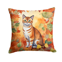 Load image into Gallery viewer, Malayan Cat in Fall Leaves Throw Pillow