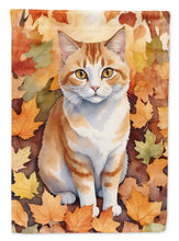 Load image into Gallery viewer, Manx Cat in Fall Leaves House Flag