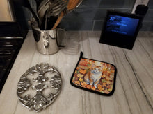 Load image into Gallery viewer, Manx Cat in Fall Leaves Pot Holders - Set of 2 Decorative Kitchen Helpers | Made in the USA