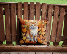 Load image into Gallery viewer, Manx Cat in Fall Leaves Throw Pillow - 14x14 Decorative Pillow – Art for Your Home &amp; Patio