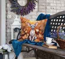 Load image into Gallery viewer, Minskin Cat in Fall Leaves Throw Pillow