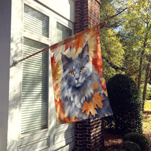 Load image into Gallery viewer, Nebelung Cat in Fall Leaves House Flag
