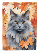 Load image into Gallery viewer, Nebelung Cat in Fall Leaves House Flag