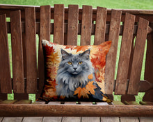 Load image into Gallery viewer, Nebelung Cat in Fall Leaves Throw Pillow - 14x14 Decorative Pillow – Art for Your Home &amp; Patio