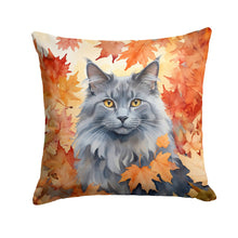 Load image into Gallery viewer, Nebelung Cat in Fall Leaves Throw Pillow - 14x14 Decorative Pillow – Art for Your Home &amp; Patio